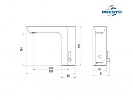 MEDIDAS MEZCLADOR LAVABO ELECTRONICO ANTIBACTERIAS PRESTO